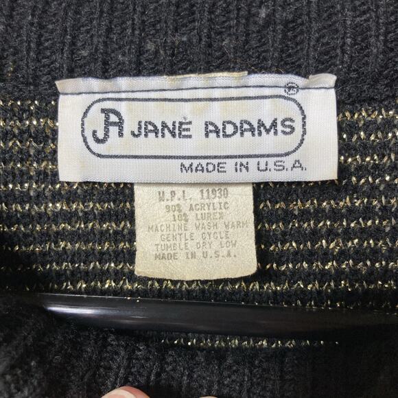 Vintage Jane Adams Sweater Womens Size XL? See Measurements Floral Metallic Gold - Picture 8 of 13